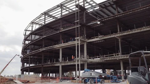 Large Hospital Under Construction Stock Footage 87481336