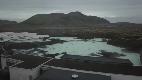 A large hot spring pool in Iceland aerial Stock Footage 166839844