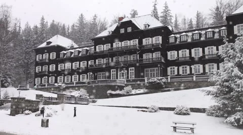 Large Hotel in a Snow Storm Stock-Footage 58153760