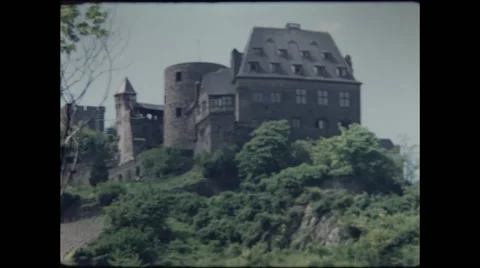 Large House overlooking Rhine River 1957 Stock Footage 48074231