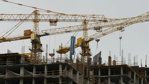 Large housing construction site in the city. Stock Footage 335243713