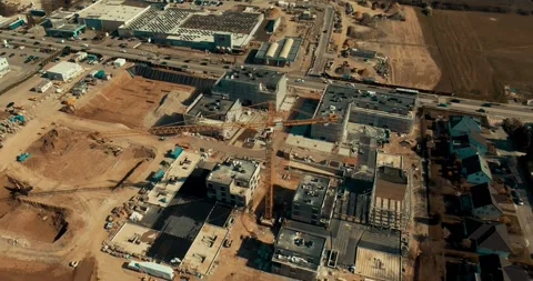 Large Housing Development with Access Roads, Building Quarter, Aerial Drone Shot Stock Footage 340318594