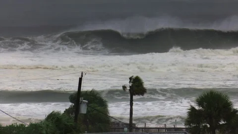 Large Hurricane Waves at the coast. Stock Footage 241436455