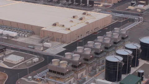 Large Hyperscale Data Center Campus in The Dalles Oregon Stock Footage 347771797