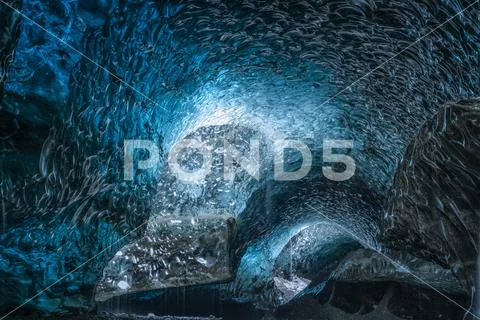 Large ice cave in the Vatnajokull ice cap, Southern Iceland,Iceland Stock Photos