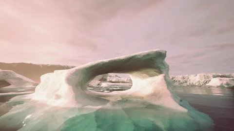 A large iceberg floating in the middle of a body of water Stock Illustration