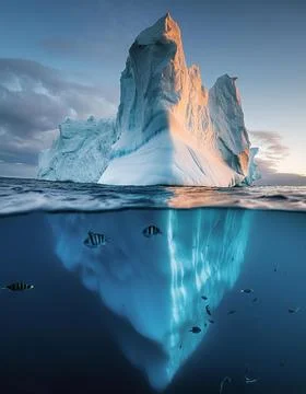 Large iceberg floating in the ocean Stock Illustration