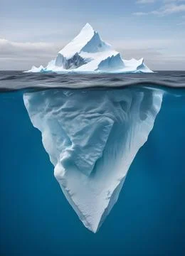 A large iceberg floating in the ocean, with only a small portion visible abov Stock Illustration