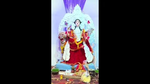 Large idol of Goddess Durga Stock Footage 318368513