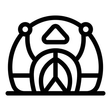 Large igloo shaped building with peace symbol displayed prominently Illustrazione stock