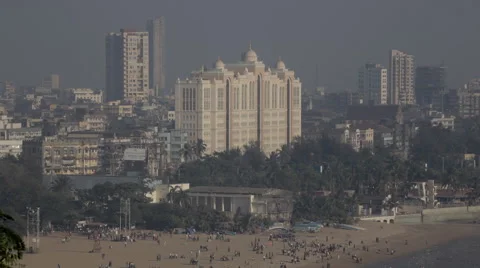 Large, impressive white building in Mumbai Stock Footage 69067465