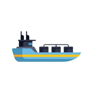Large industrial cargo ship transporting goods across the ocean Stock Illustration