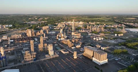 Large industrial complex around the intersection of the A2 and the A76 highway Stock Footage 246071938