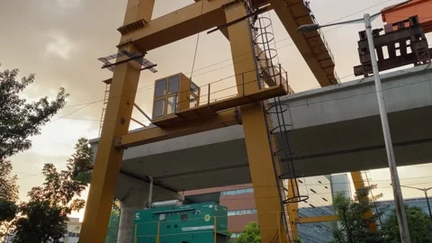 Large industrial crane building structure Video stock 295433158