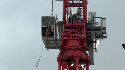 Large Industrial Crane Cab with Operator Stock Footage 75877182