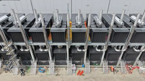 Large industrial data center cooling units infrastructure Stock Photos