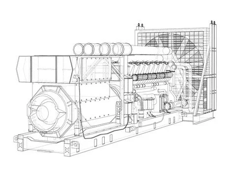 Large industrial diesel generator Stock Illustration