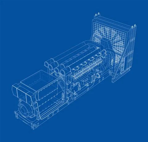 Large industrial diesel generator. Vector イラスト素材