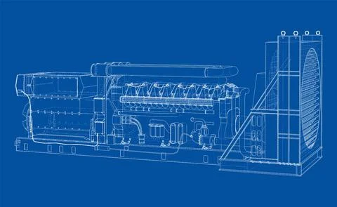 Large industrial diesel generator. Vector イラスト素材