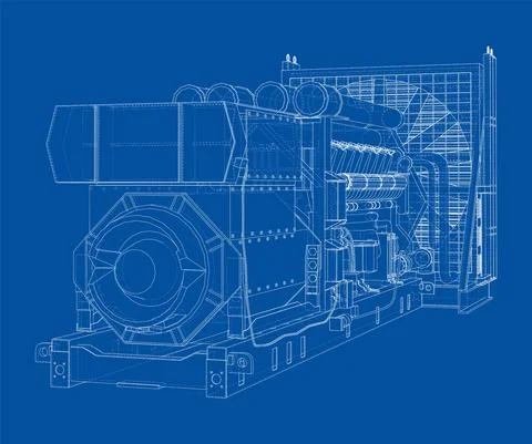 Large industrial diesel generator. Vector イラスト素材