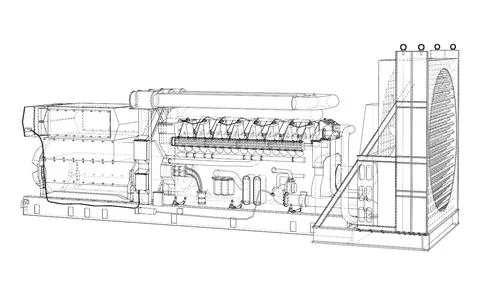Large industrial diesel generator. Vector Illustrazione stock