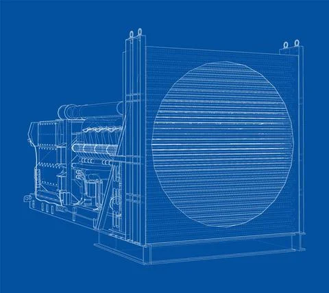 Large industrial diesel generator. Vector Stock Illustration