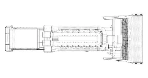 Large industrial diesel generator. Vector Illustrazione stock