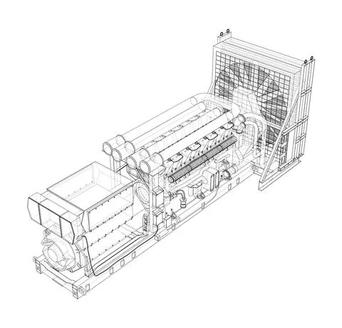 Large industrial diesel generator. Vector イラスト素材
