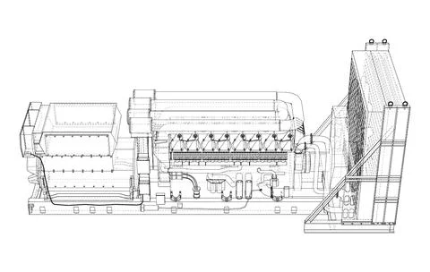 Large industrial diesel generator. Vector イラスト素材