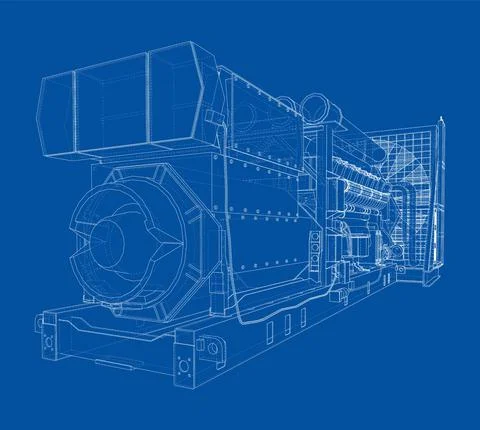 Large industrial diesel generator. Vector Stockillustratie