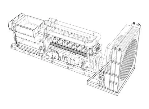 Large industrial diesel generator. Vector Illustrazione stock