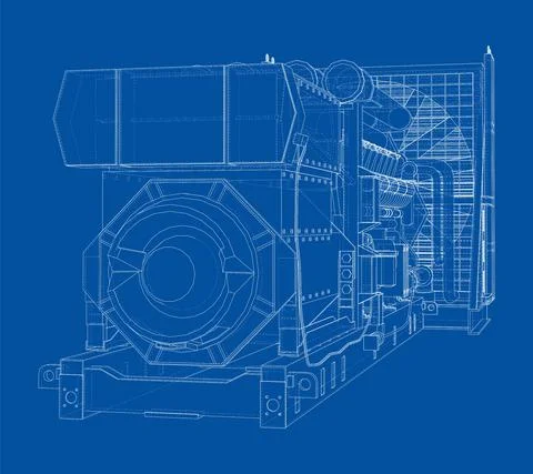 Large industrial diesel generator. Vector Stock Illustration