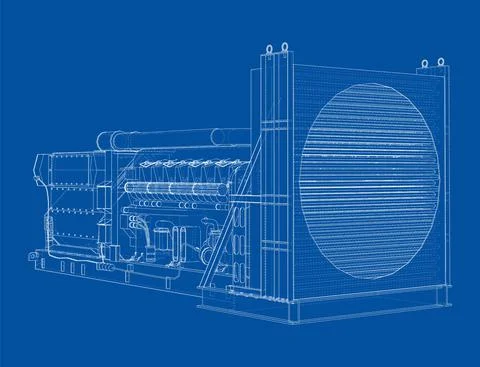 Large industrial diesel generator. Vector イラスト素材