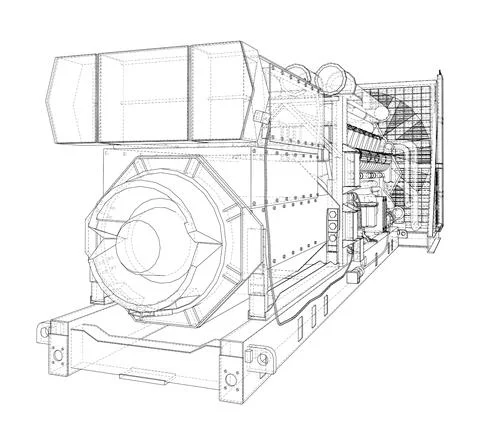 Large industrial diesel generator. Vector Stock Illustration