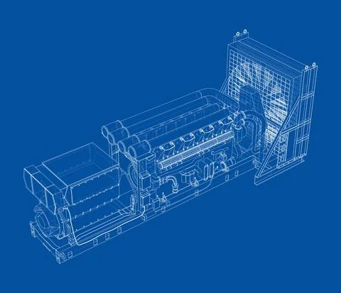 Large industrial diesel generator. Vector イラスト素材