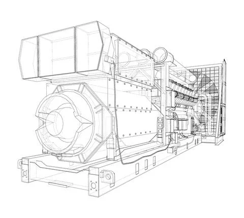Large industrial diesel generator. Vector イラスト素材