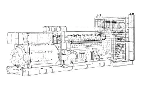 Large industrial diesel generator. Vector Illustrazione stock
