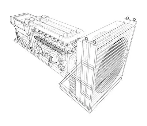 Large industrial diesel generator. Vector Illustrazione stock