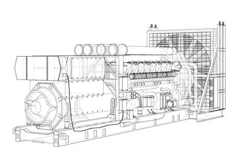 Large industrial diesel generator. Vector 스톡 일러스트