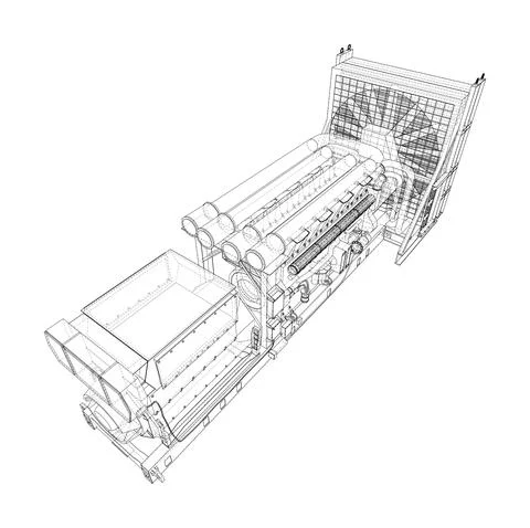 Large industrial diesel generator. Vector Stock Illustration