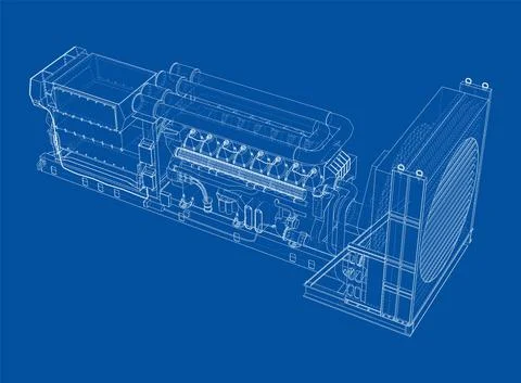 Large industrial diesel generator. Vector イラスト素材