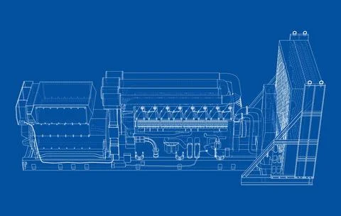 Large industrial diesel generator. Vector イラスト素材