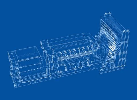 Large industrial diesel generator. Vector イラスト素材