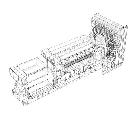 Large industrial diesel generator. Vector イラスト素材