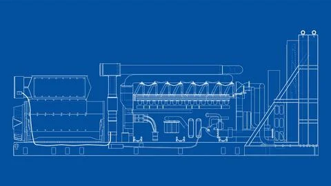 Large industrial diesel generator. Vector Stockillustratie