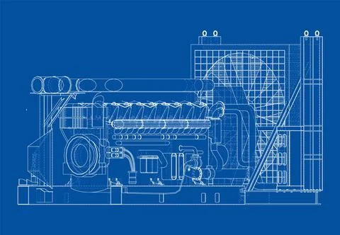 Large industrial diesel generator. Vector イラスト素材
