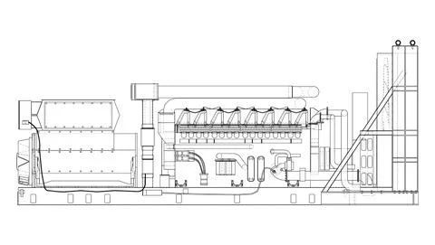 Large industrial diesel generator. Vector 스톡 일러스트