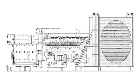 Large industrial diesel generator. Vector イラスト素材