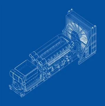 Large industrial diesel generator. Vector Illustrazione stock