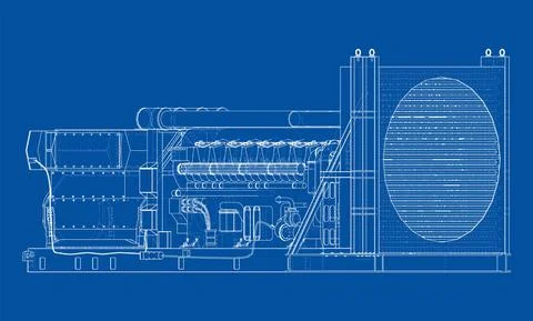 Large industrial diesel generator. Vector イラスト素材